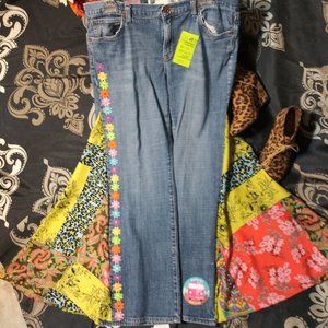 Colorful Floral Wide Leg Jeans